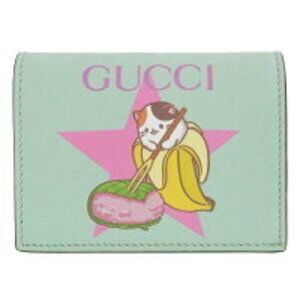 Gucci Compact Wallet Bananya Sakuramochi Mochi Green Leather